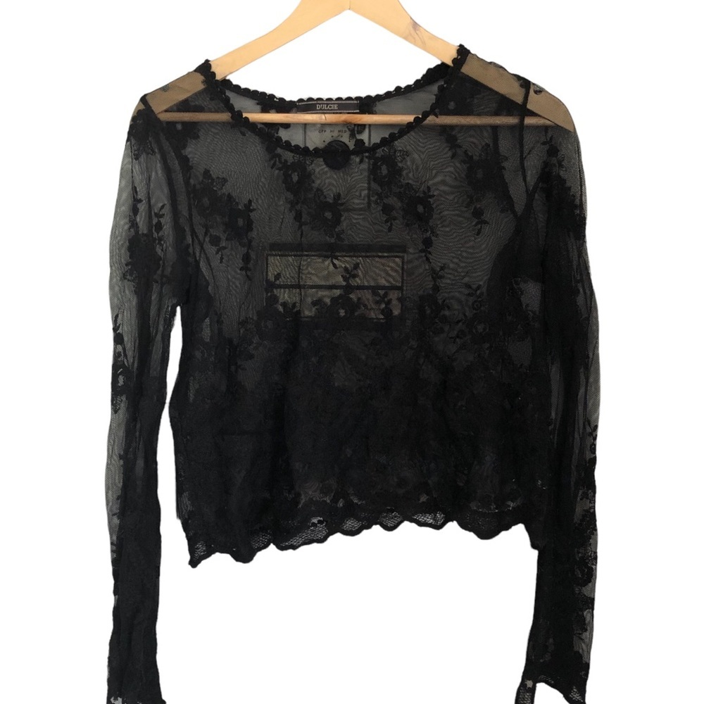 Dulce lace sheer black shirt